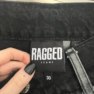 Black Garmentpatchwork Ragged jeans